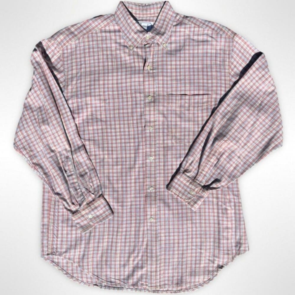 Harrods Island 5608‎ Mens Large Multi Brushed Cotton Plaid Button Down Preppy